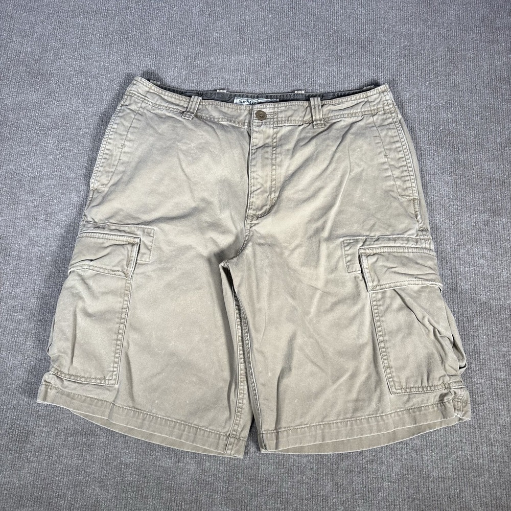 Vintage Old Navy Cargo Shorts‎ Mens 34 Beige Tan Cotton Baggy Heavy Skater Y2K